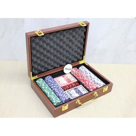 Resim Deri Çantalı 200 Chip Ve 2 Adet İskambil Kağitına Sahip Poker Oyunu 