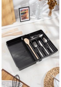 Resim Akrilik Siyah Ayarlanabilir Çekmece İçi Kaşıklık & Çekmece İçi Organizeri 35 28 5 / 35 44 5 Siyah 