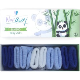 Resim Novibaby 5'li Bambu Yenidoğan Bebek Çorabı I Mix Blue I 0-6 ay 