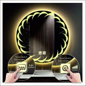 Resim Dnr-MirrorDnr-Mirror 70 cm Günışığı Ledli Tasarım Kumlamalı Dokunmatik Tuşlu Buğu Önleyicili Banyo Aynası Makyaj Aynası 