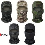 Resim 5 adet Kamuflaj Balaclava Şapka Nefes Alabilen Tam Yüz Maskesi Kayak Maskesi Bisiklet Motosiklet Liner Çok Fonksiyonlu Başörtüsü Boyun Gaiter 