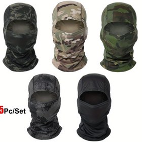 Resim 5 adet Kamuflaj Balaclava Şapka Nefes Alabilen Tam Yüz Maskesi Kayak Maskesi Bisiklet Motosiklet Liner Çok Fonksiyonlu Başörtüsü Boyun Gaiter 