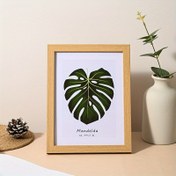 Resim Modern Monstera Leaf Design Resim Çerçevesi - 5x7, 6x8, 7x9, 20.32x25.4 cm Boyutları Mevcut - Ahşap Çerçeve Duvar Sanatı ile Zarif Altın Kenarlıklı Ev Dekoru, Ofis veya Oturma Odası için, Masaüstü Gösterim Seçeneği, Doğa İlhamlı Dekor, Masaüstü Gösterim Seçeneği | Modern Duvar Sanatı | Doğal Estetik, Bitki Duvar Dekoru 