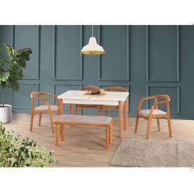 Resim Uyar Beyaz 1 Adet Bohem Bench 4 Adet Zaya Sandalye 160+30 Pars Aç 