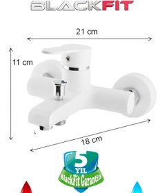 Resim BlackFit Delta Çift Su Çıkışlı Pirinç Lüx Beyaz Banyo Bataryası 10 Yıl Garantili 