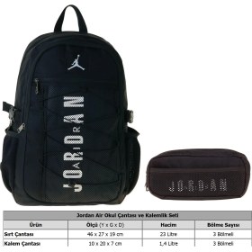 Resim Jordan Air New York Black Siyah Ikili Sırt Çantası ve Kalemlik Seti - Erkek Çocuk - SETJA-Q3162C 
