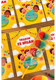 Resim 20 Adet 23 Nisan Şeker Ve Balon Konulabilen Tebrik Kartı 10 Lu Set Sınıf Dağıtımlık Hediyelik Kart 