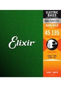 Resim Elixir 14207 Nanoweb Light Medium 5 Telli Bas Gitar Teli 45-135 