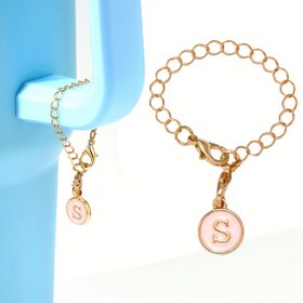 Resim 1 adet Moda Basit Yaratıcı Tasarım Pembe Damlalı Yağ 26 Harfli Sırt Çantası Su Bardağı DIY Aksesuarları 