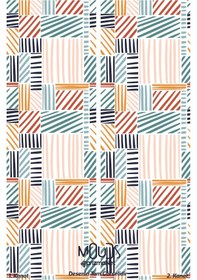 Resim Renkli Çizgili Kare Desenli Süet Oturma Odası Salon Fon Perde Ekstrafor Büzgü 2 Kanat Prd-1074 Çok Renkli 