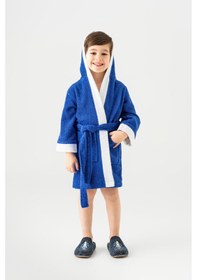 Resim Soley Pueri %100 Pamuklu Unisex Çocuk Bornozu Saks Mavi 