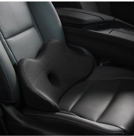 Resim Araba Koltuğu Bel Desteği Yastığı Bellek Köpük Nefes Alabilir Yorgunluğu Giderir Bel Yastığı - Siyah 