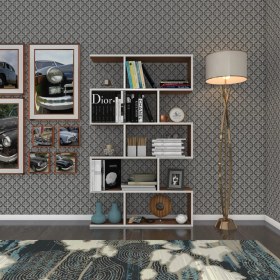 Resim Kenzlife kitaplık firuze 150*090*20 cvz duvar rafı 