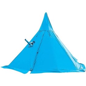 Resim 12 Kişilik Soba Kurulan Çadır 4 Mevsim Bacalı Kamp Çadırı Kışlık Mavi 