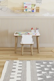 Resim POFİTTO Yaz-sil Yüzey Çocuk Masası - Aktivite Masası - Çocuk Çalışma Masası Takımı 1 Adet Sandalyeli 