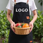 Resim 1 adet Özel Logo ile Kişiselleştirilmiş Polyester Önlük - Ayarlanabilir Şef Barbekü Önlüğü, Çoklu Cep Tasarımı, Dayanıklı Siyah ve Turuncu Renk, Restoranlar, DIY, Tatil Hediyeleri, Metal Toka Kapatma, Yüksek Kaliteli Kumaş, Aile Mutfak Giyimleri 