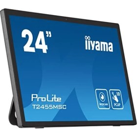 Resim Iiyama Prolite T2455MSC-B1 59,8 cm 23,8" IPS LED Monitör Full Hd 10 Noktalı Çoklu Dokunmatik Kapasitif HDMI Dp Usb3.0 7h Web Kamerası Mikrofonu Parmak Izi Önleyici Siyah 