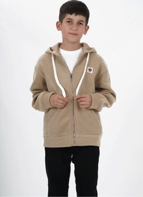 Resim HayKids Erkek Çocuk Üç İp Kumaş Kapüşonlu Fermuarlı Hırka 