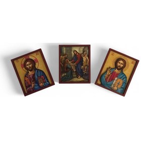 Resim İkona 3'lü Magnet Kabartma İsa Mesih Ve Kabartma Çerçeveli No 1 Karışık Renkli 