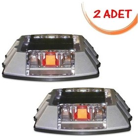 Resim Döküm Gövdeli Ledli Yol Butonu Güneş Enerjili Yol Butonu Solar Buton Kırmızı 2 Adet 