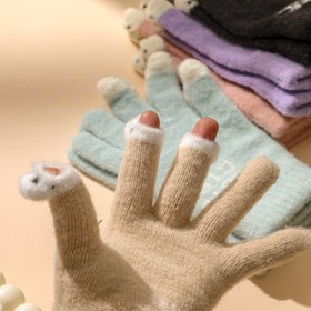 Resim 1 Çift Kadınlar İçin Sevimli Karakter Desen Dokunmatik Ekranlı Sonbahar Eldiveni - Esnek Tam Parmak Tasrım, Polarlastırma Soğuk Hava Koruma ile Günlük ve Tatil Sezonu işlerine Uygun (Sadece El Yıkama), Sıcaktutucu Şapka 