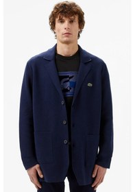 Resim Lacoste Men's Classic Fit V Neck Cardigan Erkek Classic Fit V Yaka Triko Hırka Lacivert Lacivert 