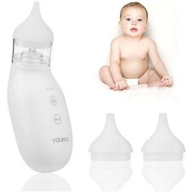 Resim Youha Q2 Elektrikli Bebek Burun Aspiratörü Burun Temizleme Cihazı Ek Aspiratör Ucu İle Yeni Doğan Bebekler İçin 3 Düzey Emme Gücü 