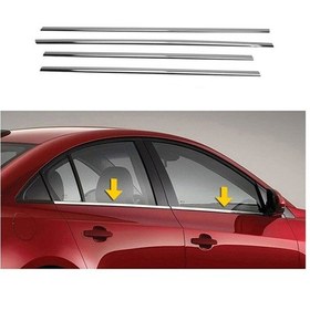 Resim Mazda 3 Sedan Uyumlu 2003-2009 Krom Cam Çıtası 4 Parça Paslanmaz Çelik 