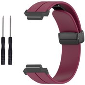 Resim Ximistore9 Garmin Forerunner Serisi 220/230/235/735xt/620/630 İçin Manyetik Katlanabilir Kilitli Silikon Saat Kayışı - Bordo 