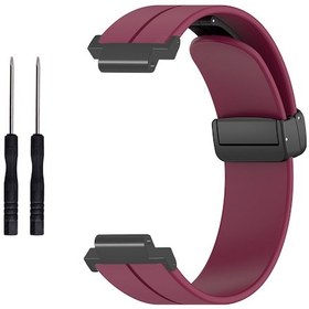 Resim Ximistore9 Garmin Forerunner Serisi 220/230/235/735xt/620/630 İçin Manyetik Katlanabilir Kilitli Silikon Saat Kayışı - Bordo 