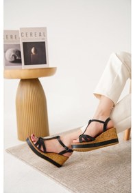 Resim Daxtors D02001 Günlük Kadın Klasik Dolgu Topuklu Ayakkabı Siyah 