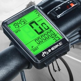 Resim Inbike Kablosuz Bisiklet Km Hız Göstergesi Sayacı Su Geçirmez LCD Çift Renk Ekranlı LED Kilometre Saati 