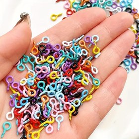 Resim 1000 adet Küçük Vida Göz Pimleri Renkli Takı Göz Kanca Vida Göz Pimi Toka Kendinden Torna Vidalar Mini Hoop Peg Craft Eyelet Vidaları DIY Takı Yapımı Küçük İşletme Malzemeleri 
