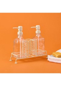 Resim Arow Cream 2'li Metal Stantlı Cam Sıvı Sabunluk - Şeffaf / Krem - 200 Ml Şeffaf / Krem 