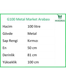 Resim G100 Metal Market Alışveriş Arabası 100 Litre 
