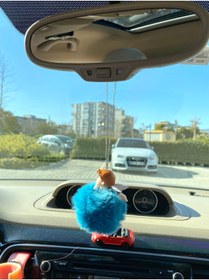 Resim S&E TASARIM Otomobil Dikiz Süsü Lacivert Ponpon Uzanan Bebek Oto Kolye Oto Aksesuar 