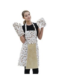 Resim Tulipa Ayar Askılı Sıvı Geçirmez Su Geçirmez Mutfak Önlüğü Eldiven Tutacak Turkuaz 