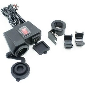 Resim Ebakbak Motosiklet Çakmaklık Yuvası + USB Şarj Yuvası Suya Dayanıklı Üniversal Mod Motor USB Çakmaklık 
