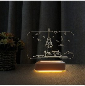 Resim 3D Sevgiliye Hediye Kız Kulesi Tasarım Gece Lambası 