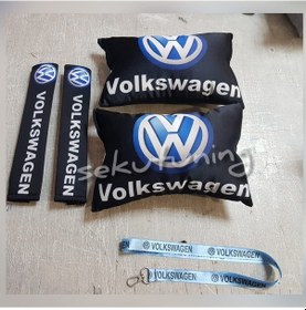 Resim Volkswagen Siyah Oto Boyun Yastığı,Kemer Konforu,Ayna Ipi Set 