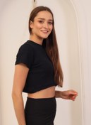 Resim MaberFranco Kadın Lacivert Fitilli Bisiklet Yaka Bluz 