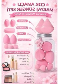 Resim Profesyonel Makyaj Süngeri Seti - Pembe Renk 