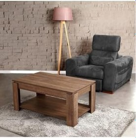 Resim Shelf Raflı Dikdörtgen Orta Sehpa, Koyu Meşe 