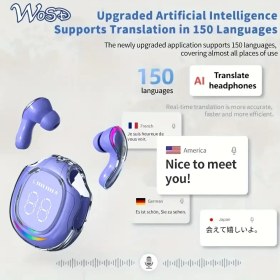 Resim 2025 Yeni AI-destekli Çeviri Kulaklığı, Kablosuz TWS, Gecikmez Müzik, 100'den Fazla Dil, Gerçek Zamanlı Ses Çevirisi, Konferans Kaydı, Şarj Edilebilir Lityum-Polimer Pil, Dokunmatik Kontrol, Ses Kontrolü, Yarı Açık Arkalı Kulaklık, Plastik Malzeme, Kondenser Mikrofon, Su Geçirmez Değil, Cep Telefonları ile Uyumlu, Kablo ve Kablosuz Şarj Kılıfı ile, Yetişkinler için, Anime, Film, TV Dizisi, Video Oyunu, Karikatür, Egzersiz, USB Şarj, ≤36V, 2.5-5W Güç 