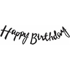 Resim Siyah Happy Birthday Kaligrafi Banner 