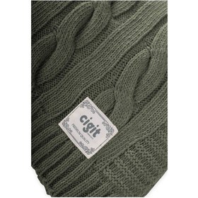 Resim Cigit Saç Örgü Triko Battaniye 80x100 CM +/-5 CM Haki 