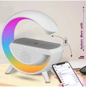 Resim Şarj Özellikli Masa Lambası Kablosuz Gece Lambası 3-in1 Gökkuşağı Model Bluetooth Hoparlör 