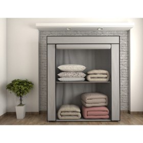 Resim Burak Çelik Borulu Gri Yorgan Hurcu Bez Dolap Yüklük Gardırop 