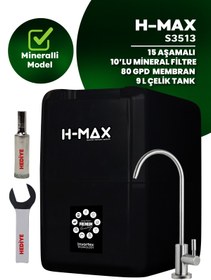 Resim Hanedan 15 Aşama Çelik Tanklı 80 Gpd Membranlı Alkali-mineralli Su Arıtma Cihazı 