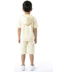 Resim Xo Kids Erkek Çocuk Yazlık 2li Alt Üst Takım Tişort + Şort 2-7 Yaş 3222 Krem 